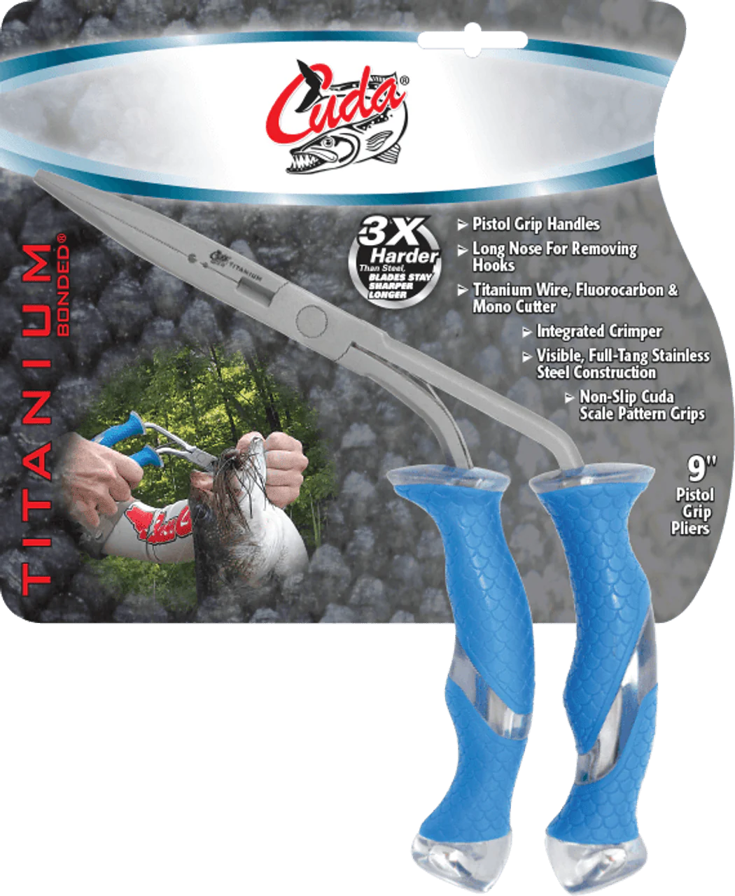 CUDA 9" STAINLESS STEEL FRESHWATER PISTOL GRIP PLIERS / TITANIUM BONDED